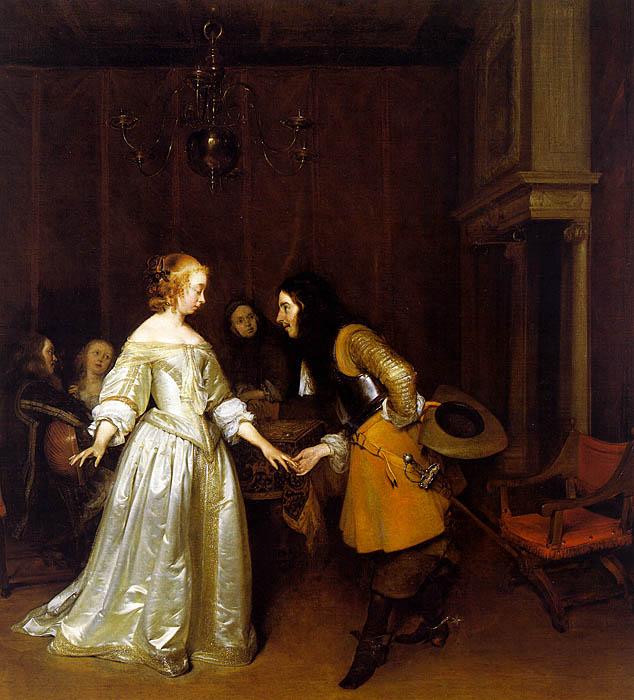 Gerard Ter Borch An Officer Making his Bow to a Lady